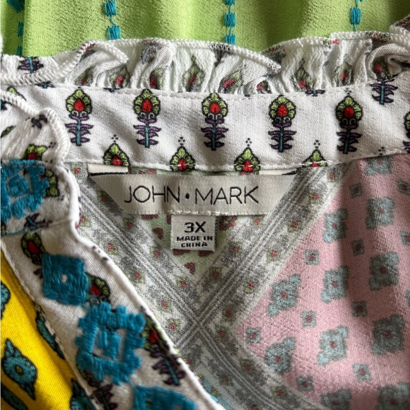 John Mark Multicolored Patchwork Top - Picture 3 of 8